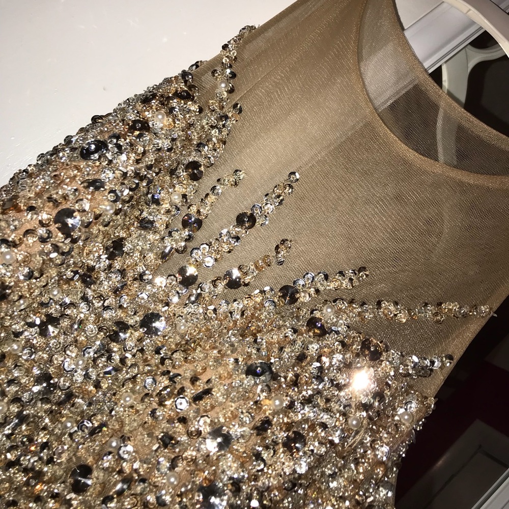 Nude & silver Prom/ Sweet 16 Dress - Picture 1 of 8